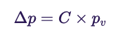Equation: pressure loss Δp equals loss coefficient C times velocity pressure p_v