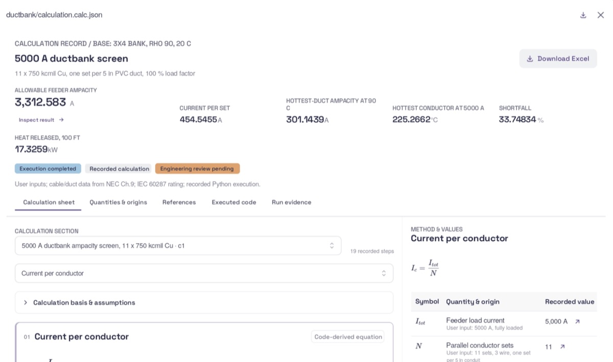 An example CurieOS calculation record
